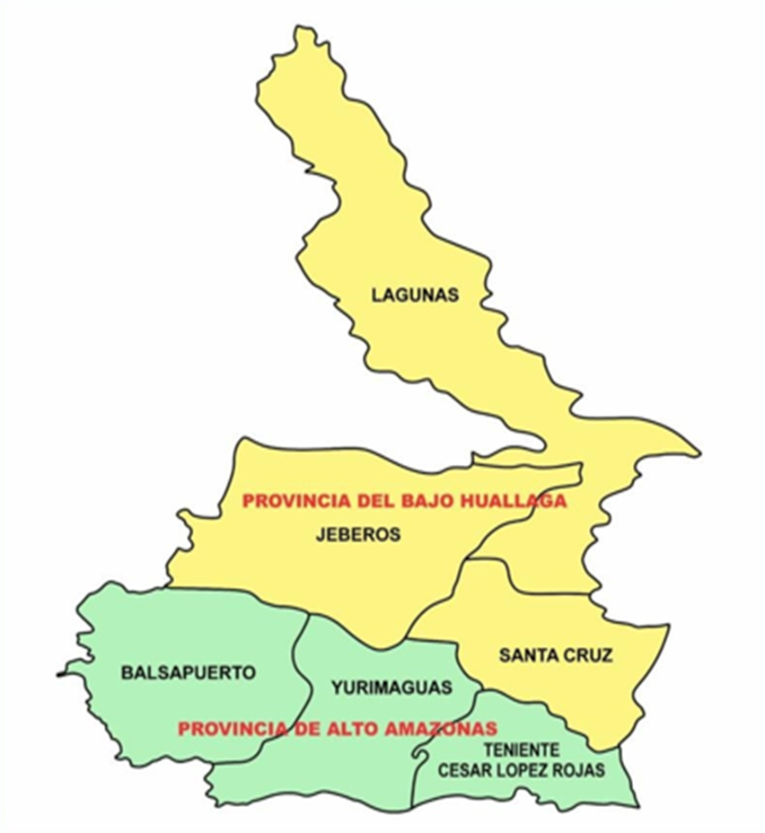Mapa político insertado en el mapa del Perú